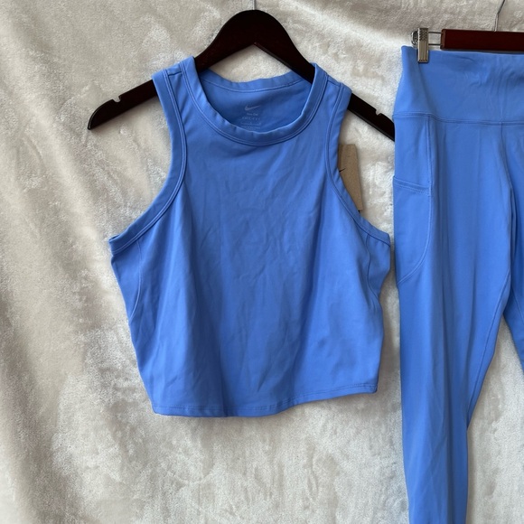 NEW Size Large Nike One Crop Tank High Rise 7/8 Leggings w/ Pockets Royal Pulse - Picture 2 of 7